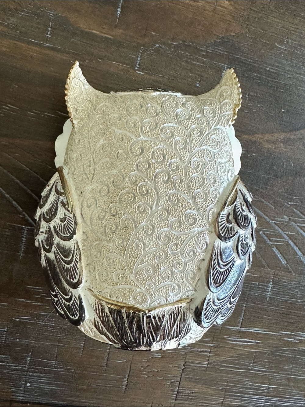 Decorative White & Gold Owl Figurine - Picture 2 of 4